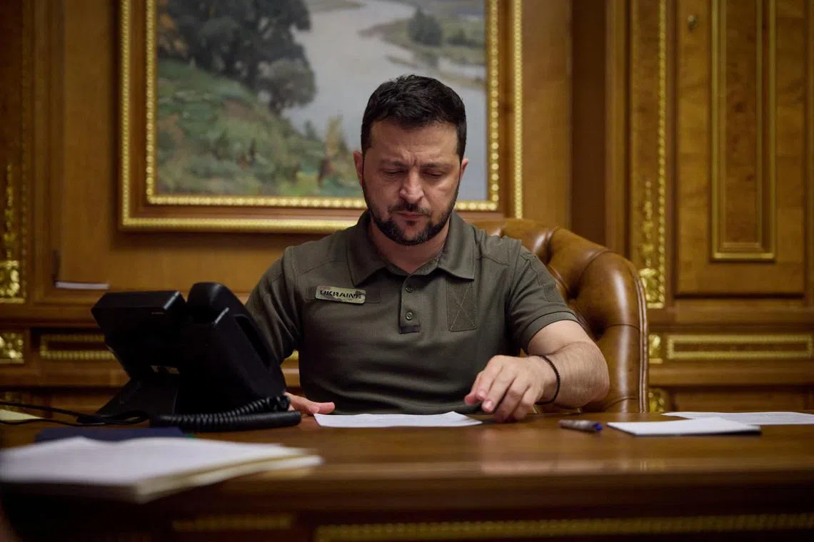 Ukraine's President Volodymyr Zelensky discusses a restoration of the Black Sea grain initiative with Turkish President Tayyip Erdogan via phone.