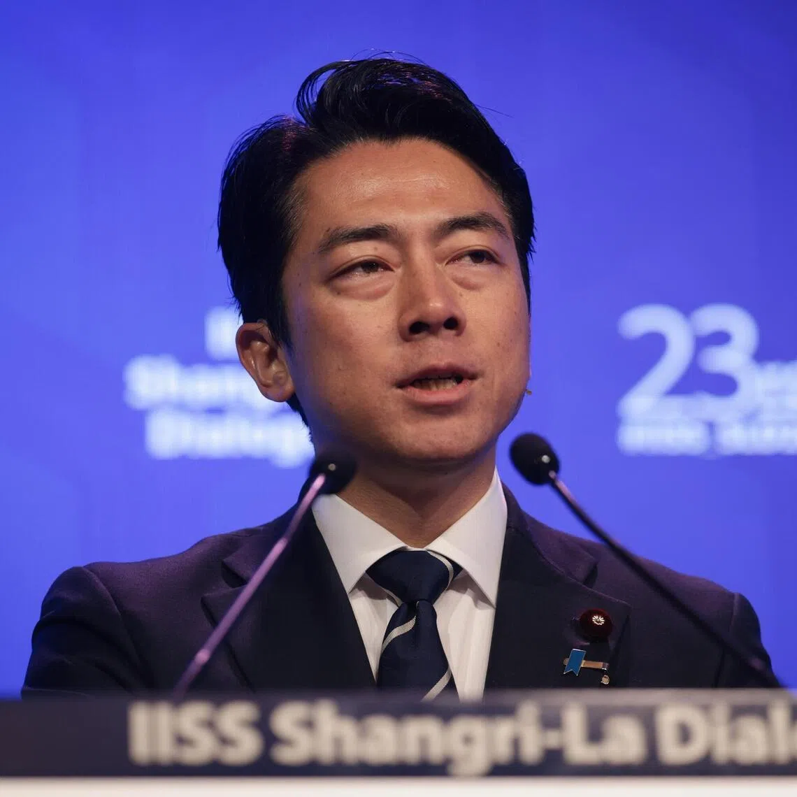 Japanese Defence Minister Shinjiro Koizumi at a plenary session on managing regional tensions amid global competition at the Shangri-La Dialogue.