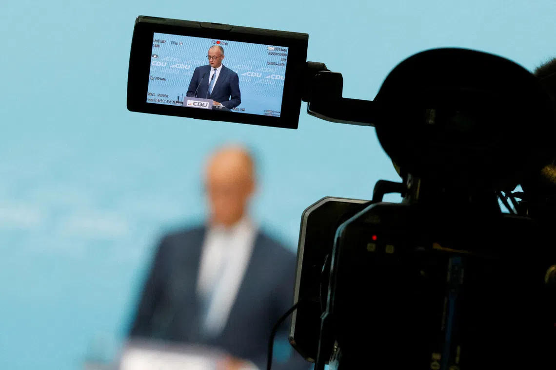 German Chancellor and Christian Democratic Union (CDU) party leader Friedrich Merz attends a press conference the day after the Saxony-Anhalt state elections in Berlin, Germany, September 7, 2026.    REUTERS/Axel Schmidt