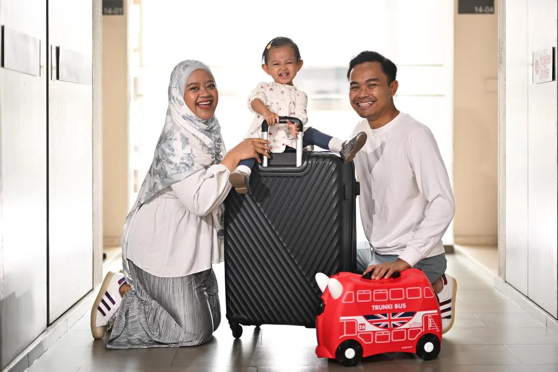 Mr Faris Iskandar Samat and his wife Nur Fadhilah Shuib started travelling with their daughter, Fayra Armel Iskandar when she was almost four months old. ST PHOTO: LIM YAOHUI