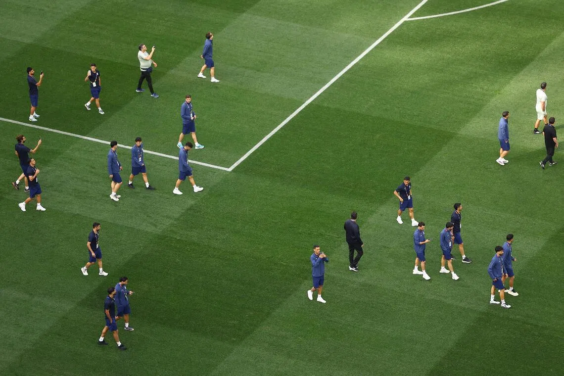 Iran's squad at the Los Angeles Stadium in the US on June 14. Their oach Amir Ghalenoei said he hoped football would “bring closer the cultures and countries”.