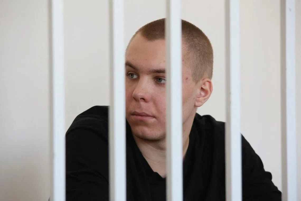 FILE PHOTO: Defendant Nikita Zhuravel attends a court hearing in the Chechen capital of Grozny, Russia, February 27, 2024. REUTERS/Chingis Kondarov/File Photo
