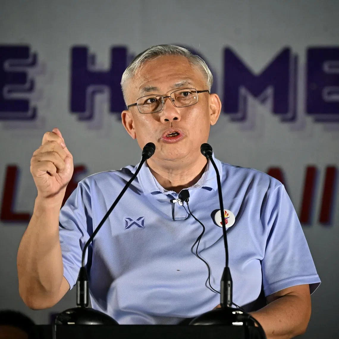 People?s Power Party #ppp Tampines GRC candidate, Goh Meng Seng speaking at the rally in Tampines near Tampines Concourse Interchange on May 1, 2025.