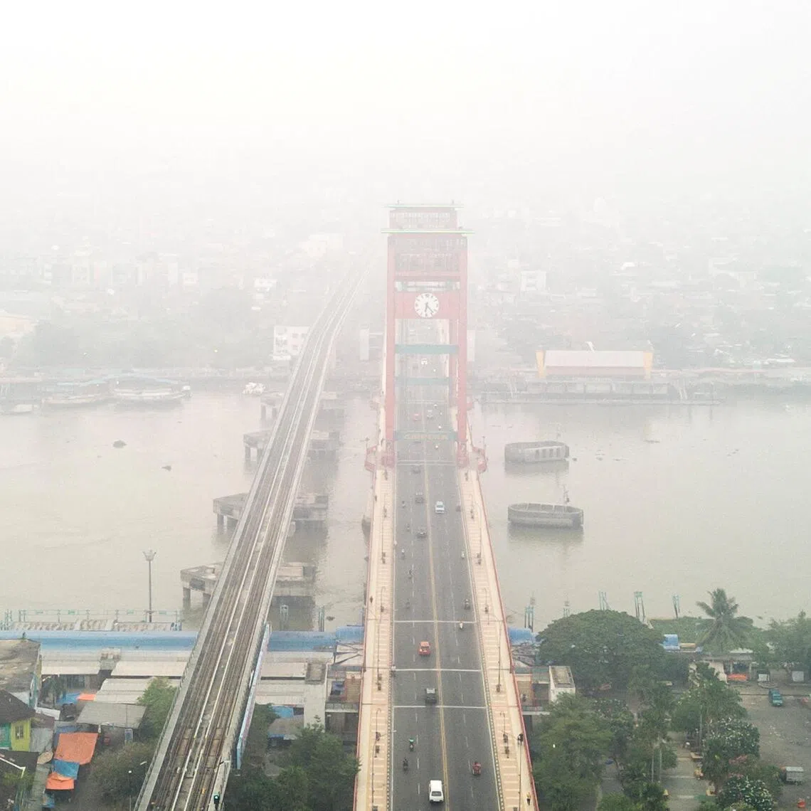 In South Sumatra, wildfire smoke has blanketed much of the provincial capital Palembang, where air pollution reached the “very unhealthy” level on Aug 23. 