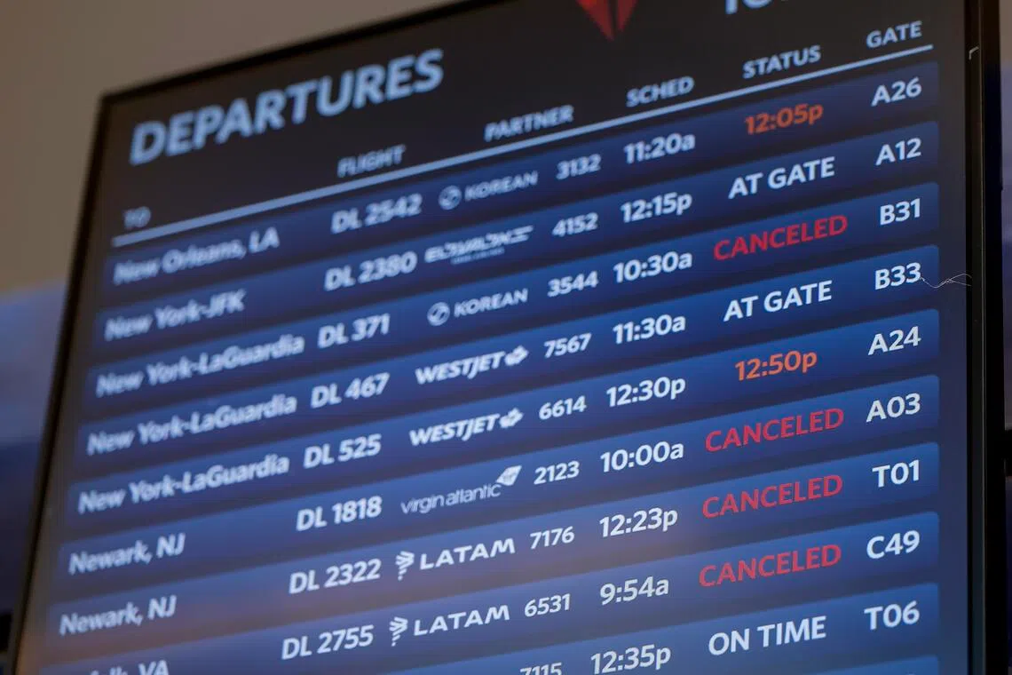 US airlines cancelled 900 flights on Nov 12 - the fewest in six days - under the FAA’s 6% per cent requirement.