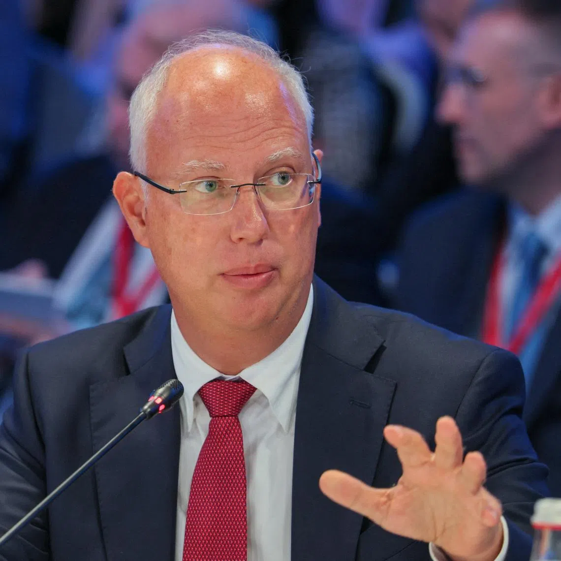 Kirill Dmitriev, the Russian presidential envoy and head of the Russian Direct Investment Fund, attends a session at the St. Petersburg International Economic Forum (SPIEF) in Saint Petersburg, Russia June 4, 2026. REUTERS/Anastasia Barashkova
