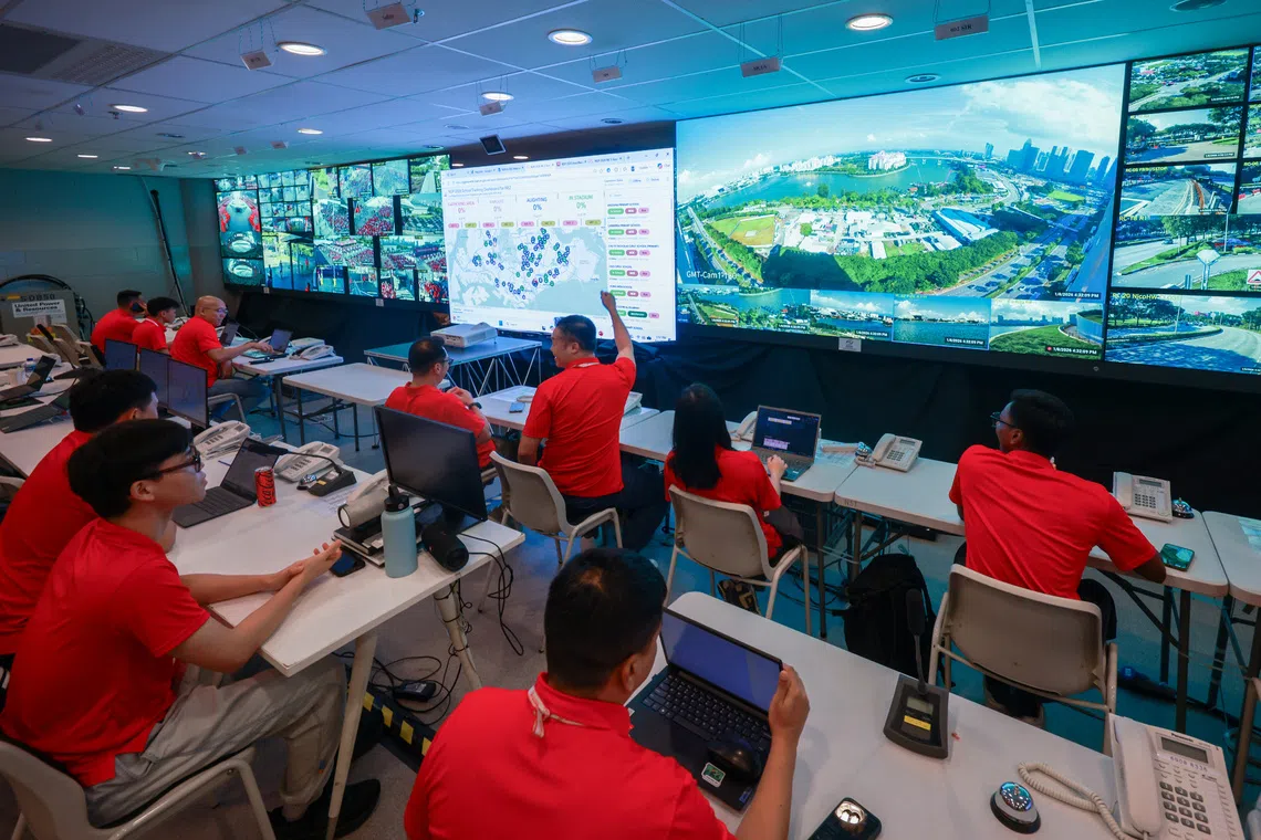 From as early as 5am, the Command and Control Group 2 begins its watch, scrutinising the various CCTV camera feeds of the roads leading to the National Stadium.