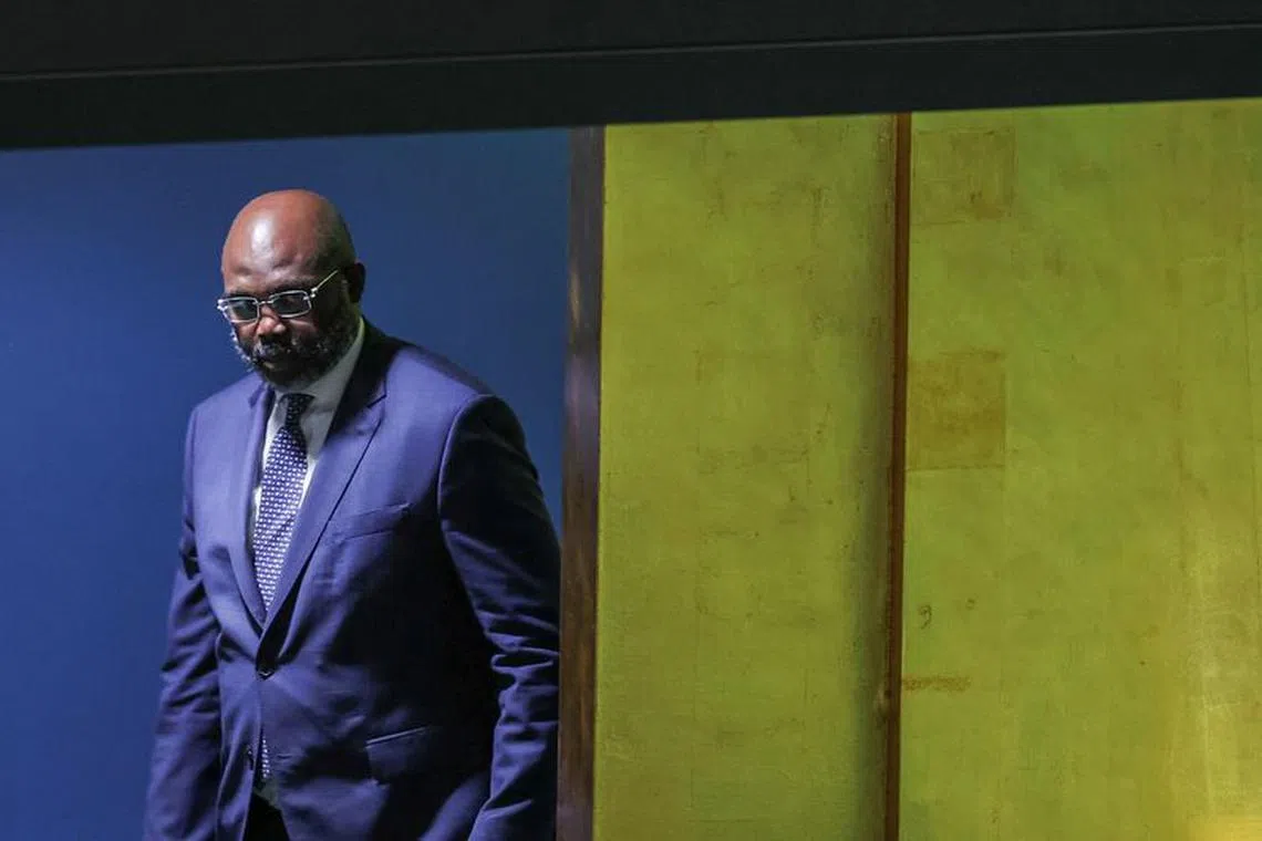FILE PHOTO: Liberia's President George Weah arrives to address the 78th Session of the U.N. General Assembly in New York City, U.S., September 20, 2023.  REUTERS/Eduardo Munoz