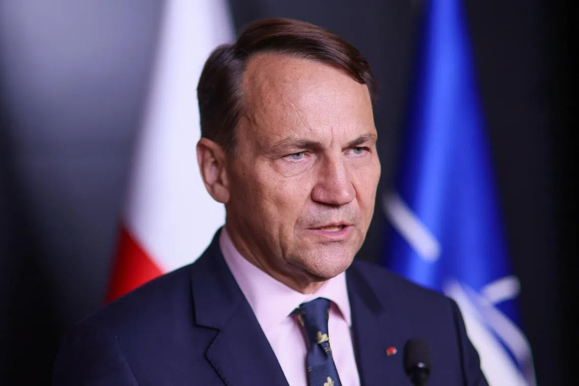 Polish Deputy Prime Minister and Minister of Foreign Affairs Radoslaw Sikorski speaking at a press conference in Warsaw on Sept 10.