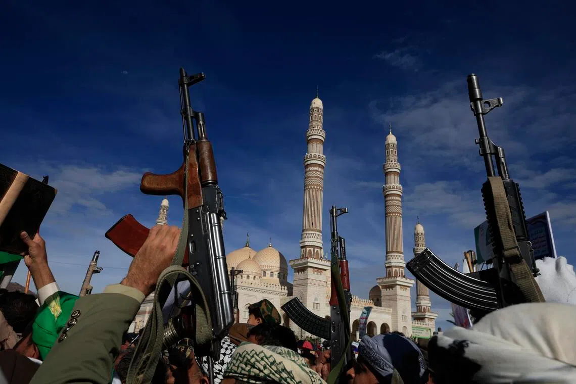 Yemen's Houthi leader Abdul-Malik al-Houthi said in a televised speech that his group would not hesitate to intervene militarily in support of Iran if developments required it.