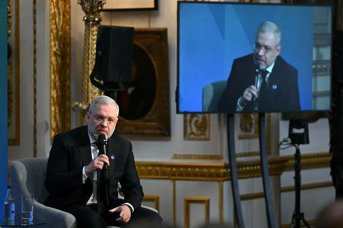 Ukraine's Minister of Energy German Galushchenko attends a panel discussion at the Future of Energy Security Summit, hosted by the International Energy Agency and UK Government at Lancaster House in London, Britain April 24, 2025.     JUSTIN TALLIS/Pool via REUTERS