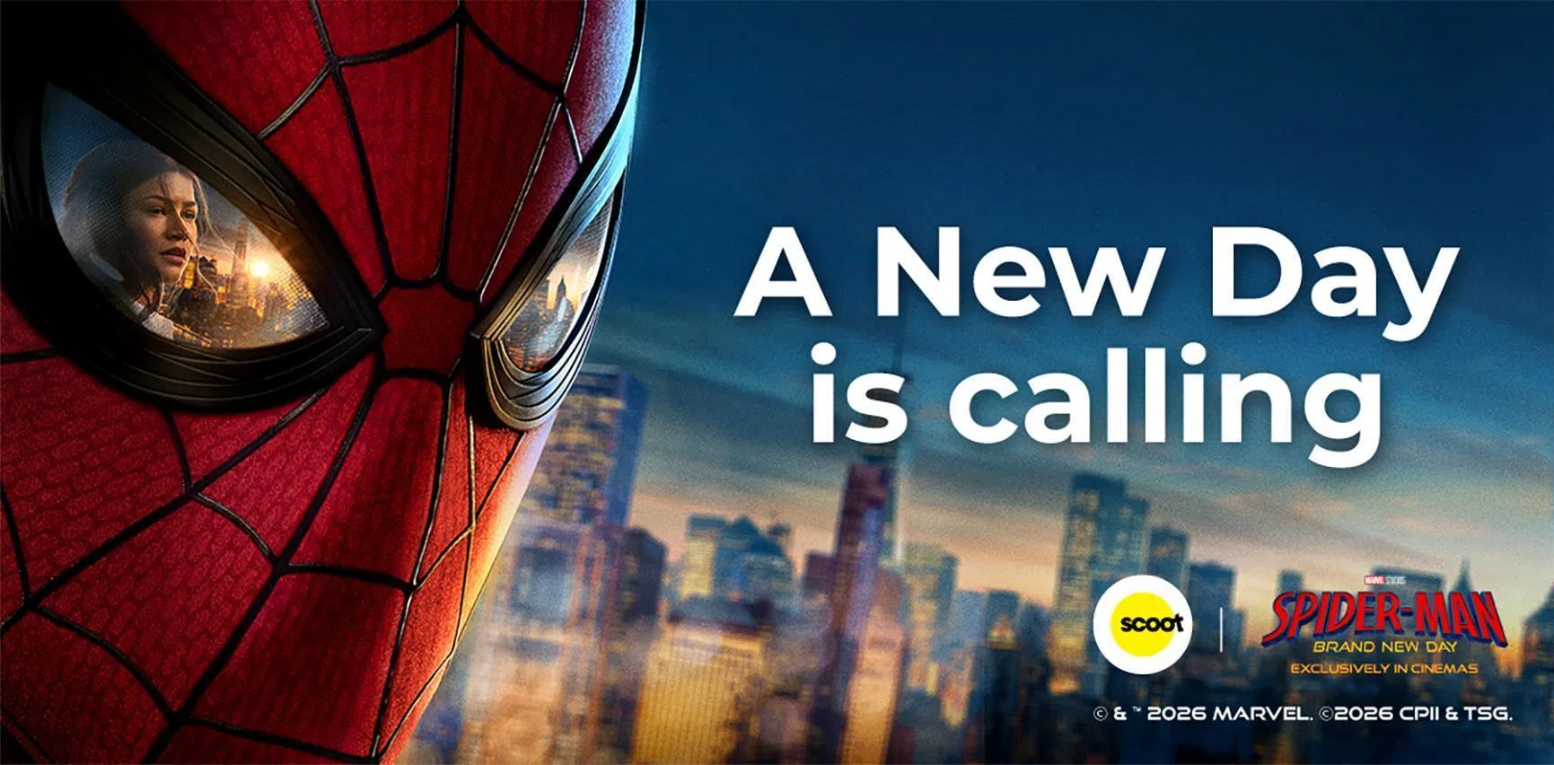 Scoot x Spider-Man: Brand New Day themed flights announcement image