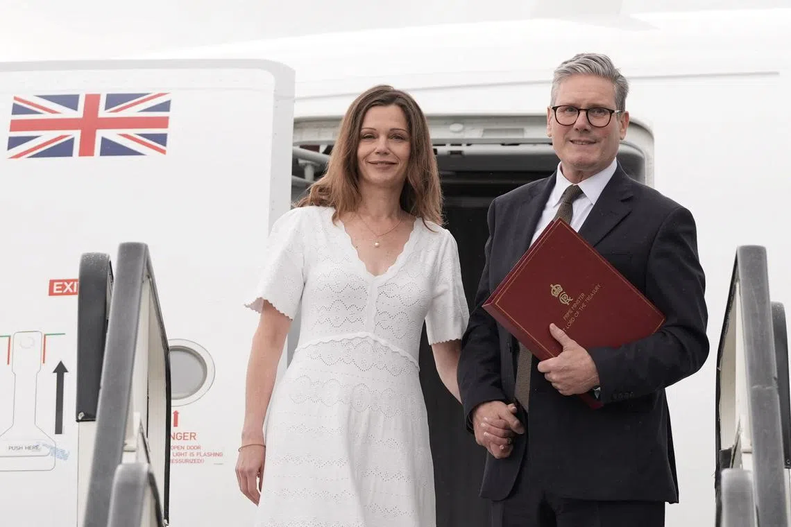 Britain's new Prime Minister, Sir Keir Starmer, and his wife Victoria heading to Washington for a Nato summit, on July 9. 