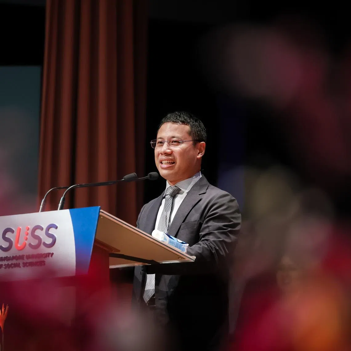 Education Minister Desmond Lee speaking at the official launch of SUSS's School of Social Work & Social Development at the Clementi campus on Sept 4.