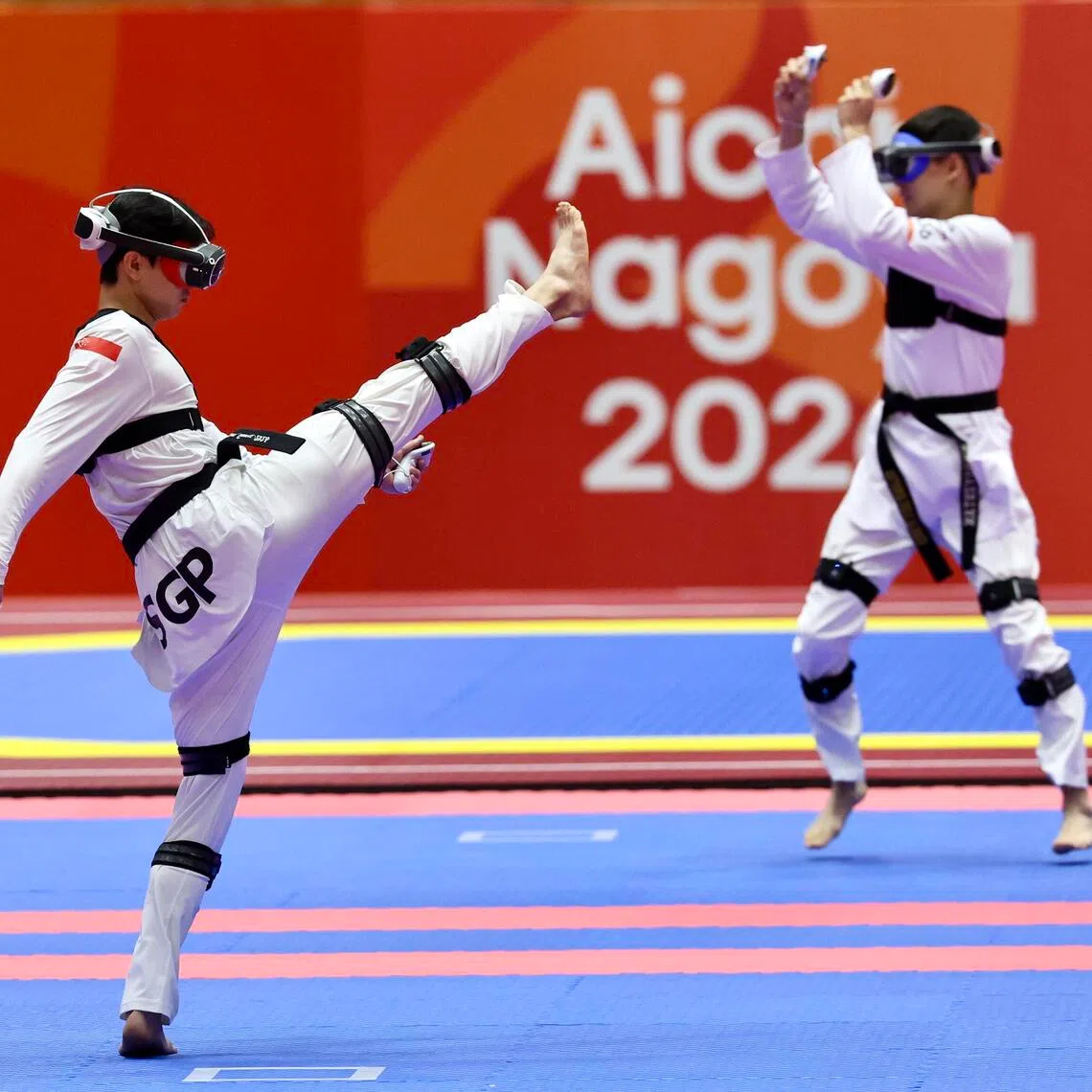 Singapore’s Darren Yap competing in the virtual taekwondo competition at the Asian Games on Oct 2.