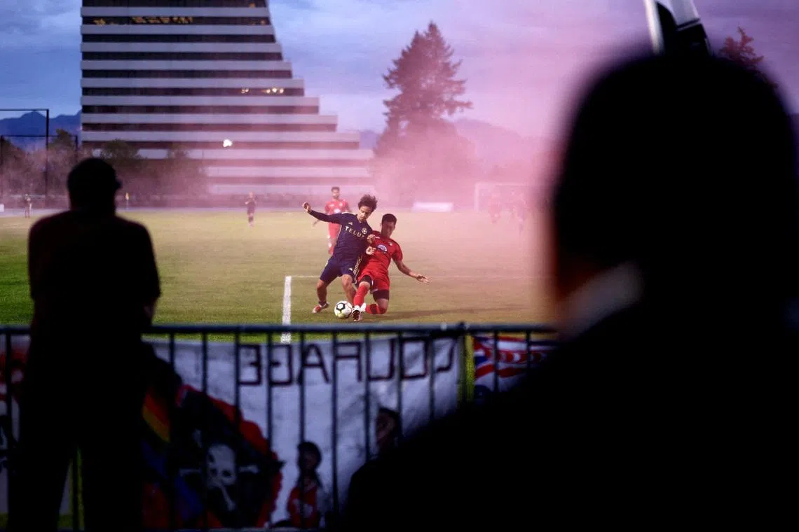 Soccer Football - FIFA World Cup 2026 - TSS FC Rovers Feature - Swangard Stadium, Vancouver, Canada - June 25, 2026 TSS Rovers in action during their league decider against Vancouver Whitecaps Academy in the British Columbia Premier League at the Swangard Stadium in Vancouver REUTERS/Lee Smith