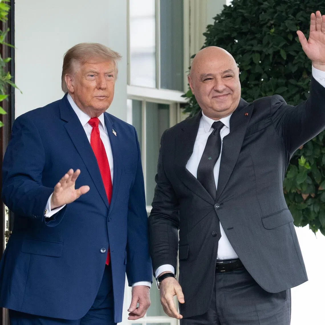 US President Donald J Trump welcomes Lebanese President Joseph Aoun at the White House on July 21.