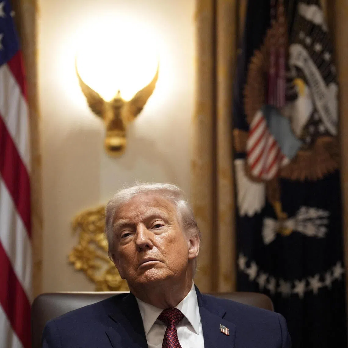 US President Donald Trump during a roundtable in the Cabinet Room at the White House in Washington, DC, USA, 08 December 2025, where he is reportedly expected to announce a 12 billion aid plan for farmers.  PHOTO: EPA/YURI GRIPAS / POOL