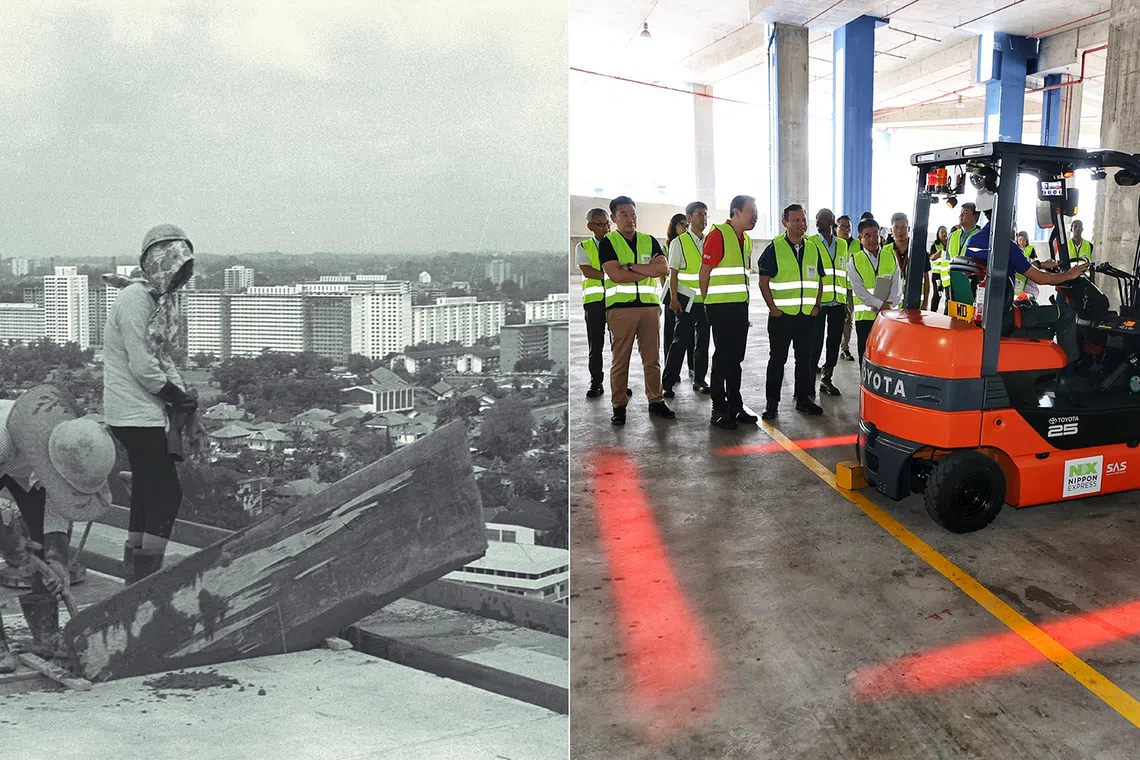  From construction workers at a worksite in Bendemeer Road in 1973 not 
using any safety equipment to government, industry, and unions now harnessing AI and robotics to enhance workplace and vehicular safety.