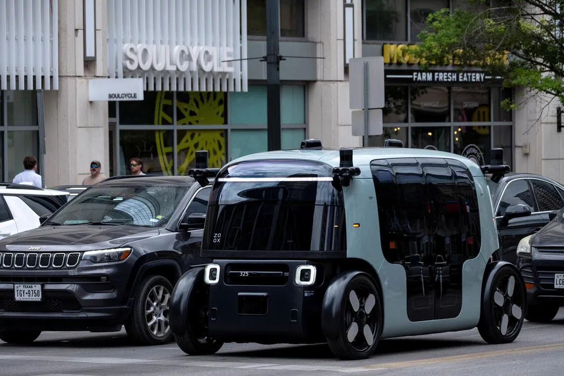 Zoox’s electric carriage-style vehicle has two rows of inward-facing seats and a top speed of 120kmh.