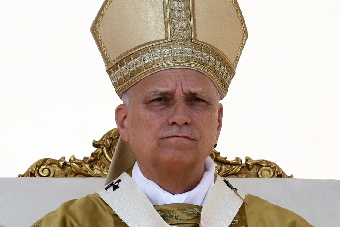 Pope Leo XIV looks on as he leads a Holy Mass for the canonisation of Carlo Acutis, a British-born Italian boy who will become the first millennial to be made a Catholic saint, and Pier Giorgio Frassati, in St. Peter's Square at the Vatican, September 7, 2025. REUTERS/Guglielmo Mangiapane/File Photo