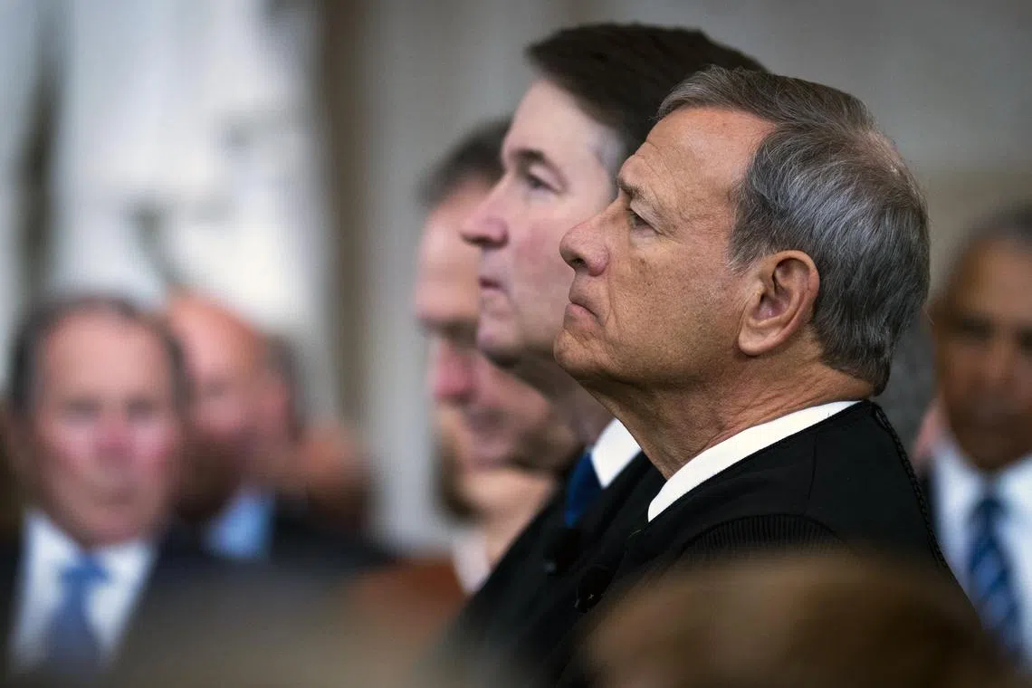 FILE Ñ Chief Justice John Roberts at the inauguaration of President Donald Trump in Washington, Jan. 20, 2025. Just hours after President Trump called for the impeachment of a judge who sought to pause the removal of more than 200 migrants to El Salvador, Chief Justice John Roberts issued a rare public statement. (Doug Mills/The New York Times)