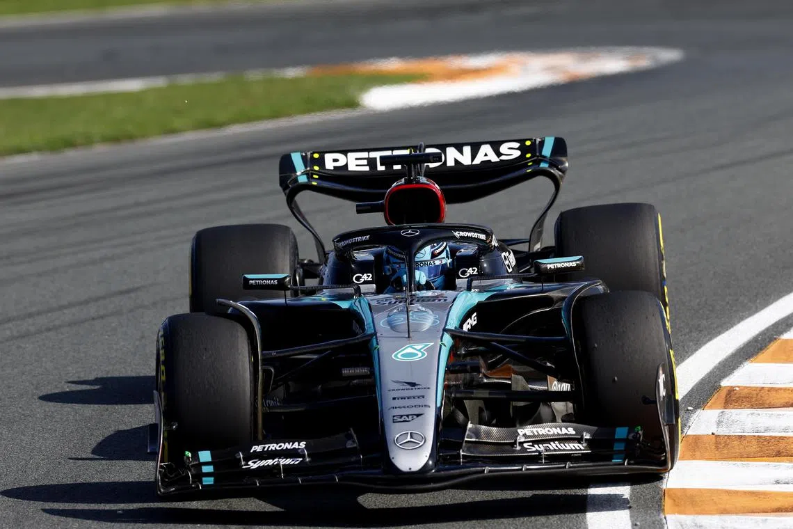 Mercedes driver George Russell set the fastest time in practice, followed by McLaren's Oscar Piastri in second, and Mercedes Lewis Hamilton in third. 