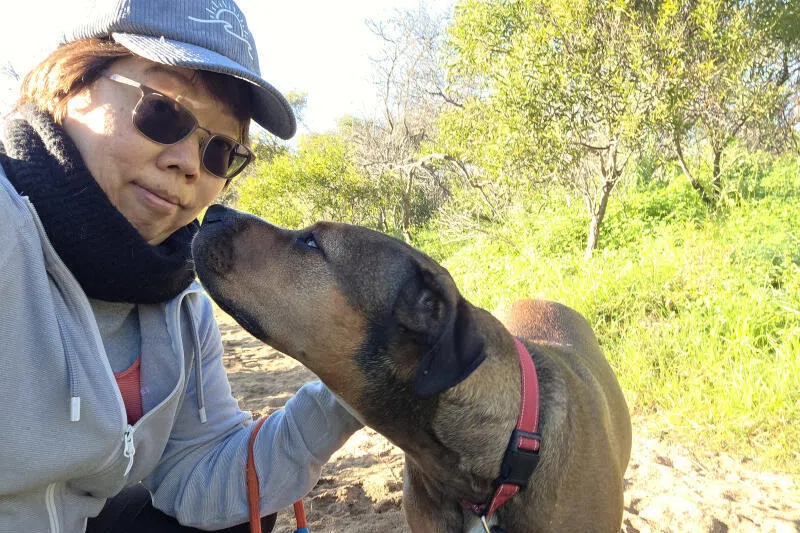 The writer with her dog, who has brought a lot of joy into her life and taught her to not be self-centred.