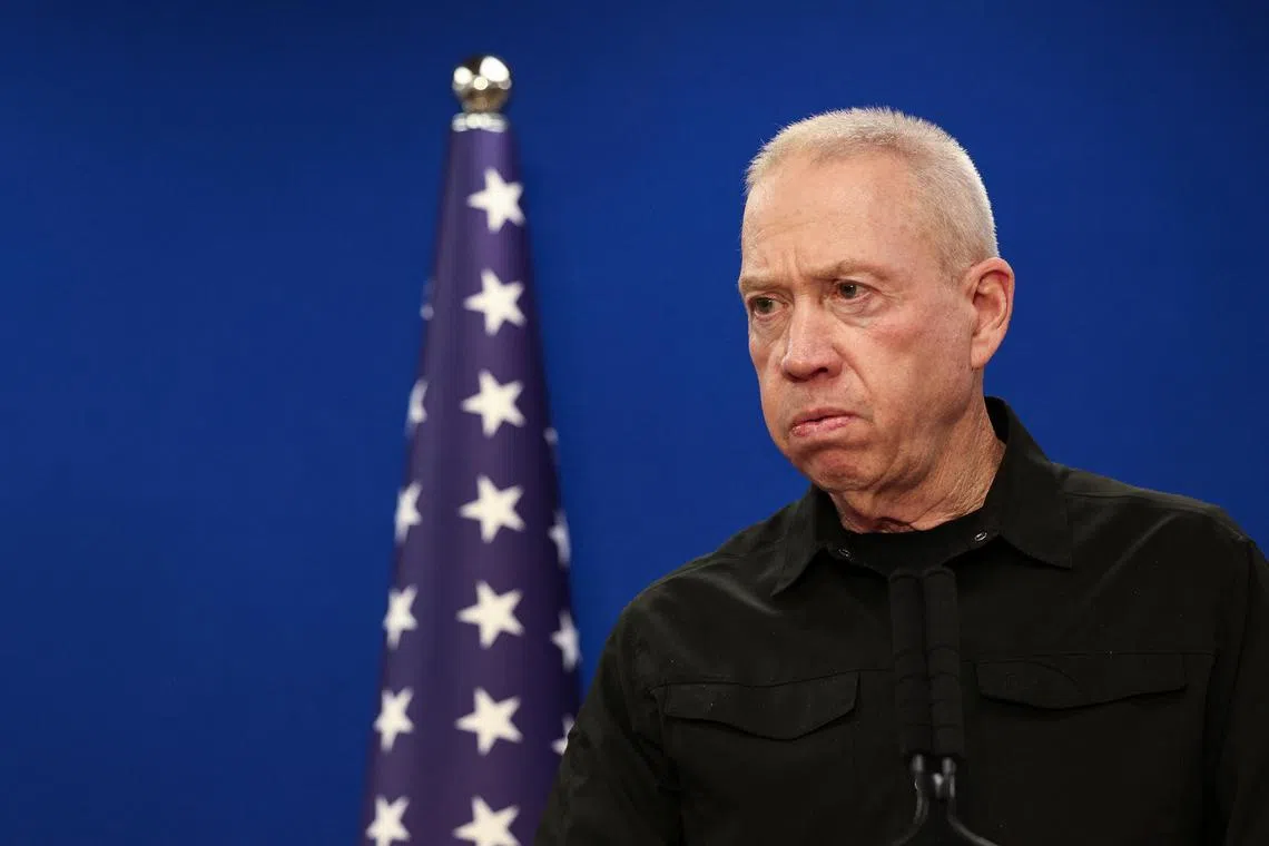 Israeli Defense Minister Yoav Gallant attends a joint press conference with U.S. Secretary of Defense Lloyd Austin at Israel's Ministry of Defense in Tel Aviv, Israel December 18, 2023. REUTERS/Violeta Santos Moura/File Photo