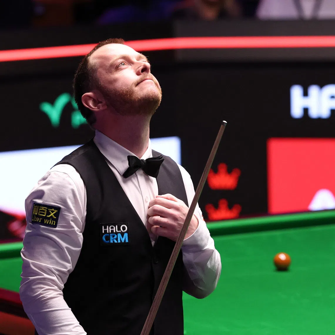 Snooker - World Snooker Championship - The Crucible Theatre, Sheffield, Britain - May 2, 2026 Northern Ireland's Mark Allen reacts during his semi final match against China's Wu Yize Action Images via Reuters/Andrew Boyers