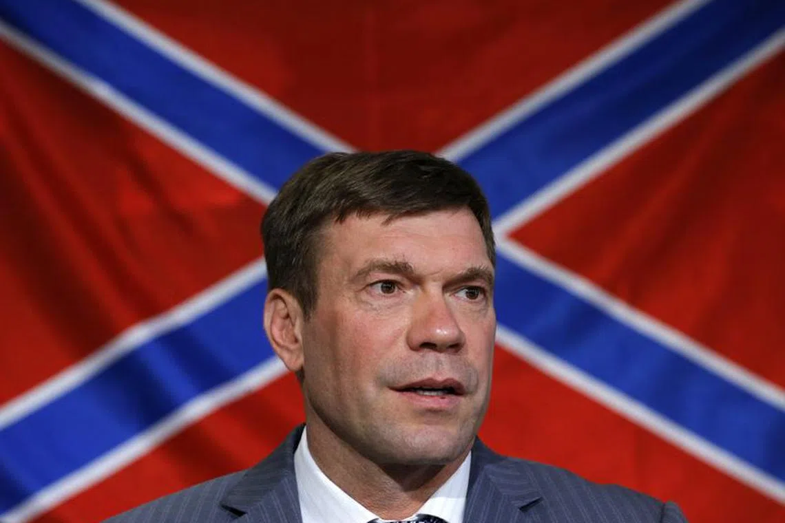 FILE PHOTO: Oleg Tsaryov, a Ukrainian politician supporting the self-proclaimed Donetsk People's Republic, attends a news conference dedicated to a new law on the battle flag of Novorossiya (New Russia) in Donetsk, eastern Ukraine, August 22, 2014. REUTERS/Maxim Shemetov/File Photo
