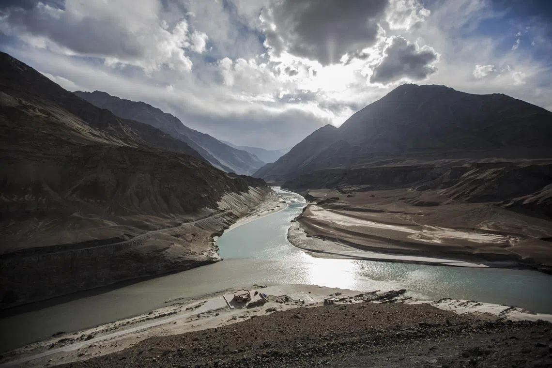 LEH, INDIA - OCTOBER 4:  The confluence of the Indus river (L) and the Zanskar river (R) at Sangam on October 4, 2012 near to Leh in Ladakh, India. Ladakh, nestled between the Kunlun mountain range in the north and the main Great Himalayas to the south, was once an ancient Buddhist Kingdom and for over half a century now, a strategic military outpost for India. Ladakh, sharing borders with both China and Pakistan, has seen an increase in tourism over the last few years, an alternative to Nepali Himalayan treks. (Photo by Daniel Berehulak/Getty Images)