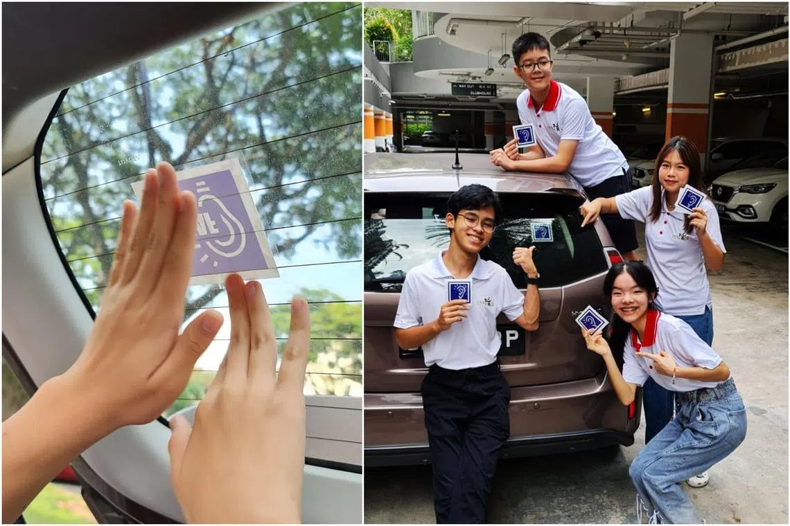 Four young volunteers form the team responsible for ideating, printing and distributing the decals.