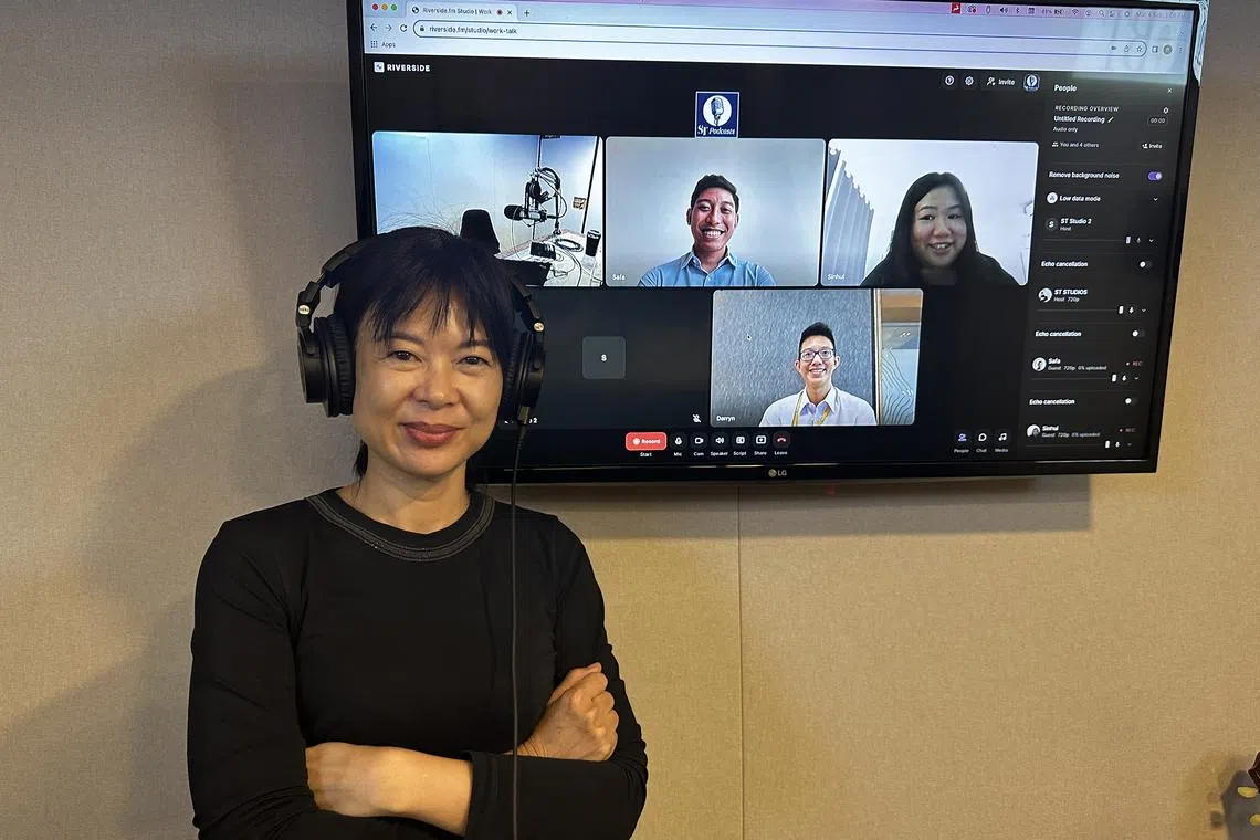 (From left) ST senior correspondent Krist Boo, Mr Safafisalam Bohari Jaon, sustainability consultant at Eden Strategy Institute, Mr Darryn Lim, 35, a communications leader at tech firm SAP, and assistant professor Chong Sin Hui, an organisational psychologist who teaches at the Nanyang Technological University.
