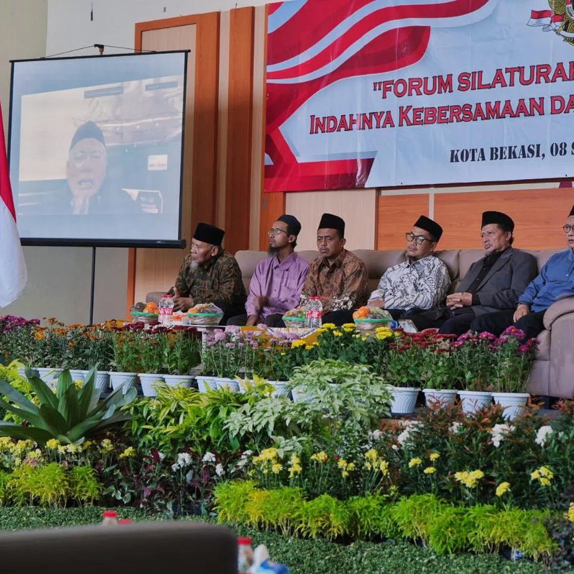 Former senior leaders of the now-defunct JI terror group at a gathering in Bekasi, a satellite town of Jakarta, on Sept 8.