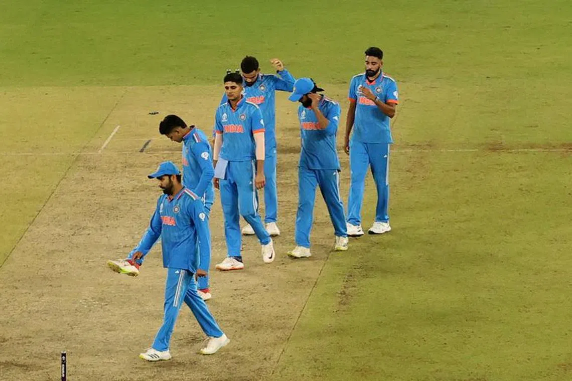 Cricket - ICC Cricket World Cup 2023 - Final - India v Australia - Narendra Modi Stadium, Ahmedabad, India - November 19, 2023 India players look dejected after losing the ICC Cricket World Cup final REUTERS/Andrew Boyers