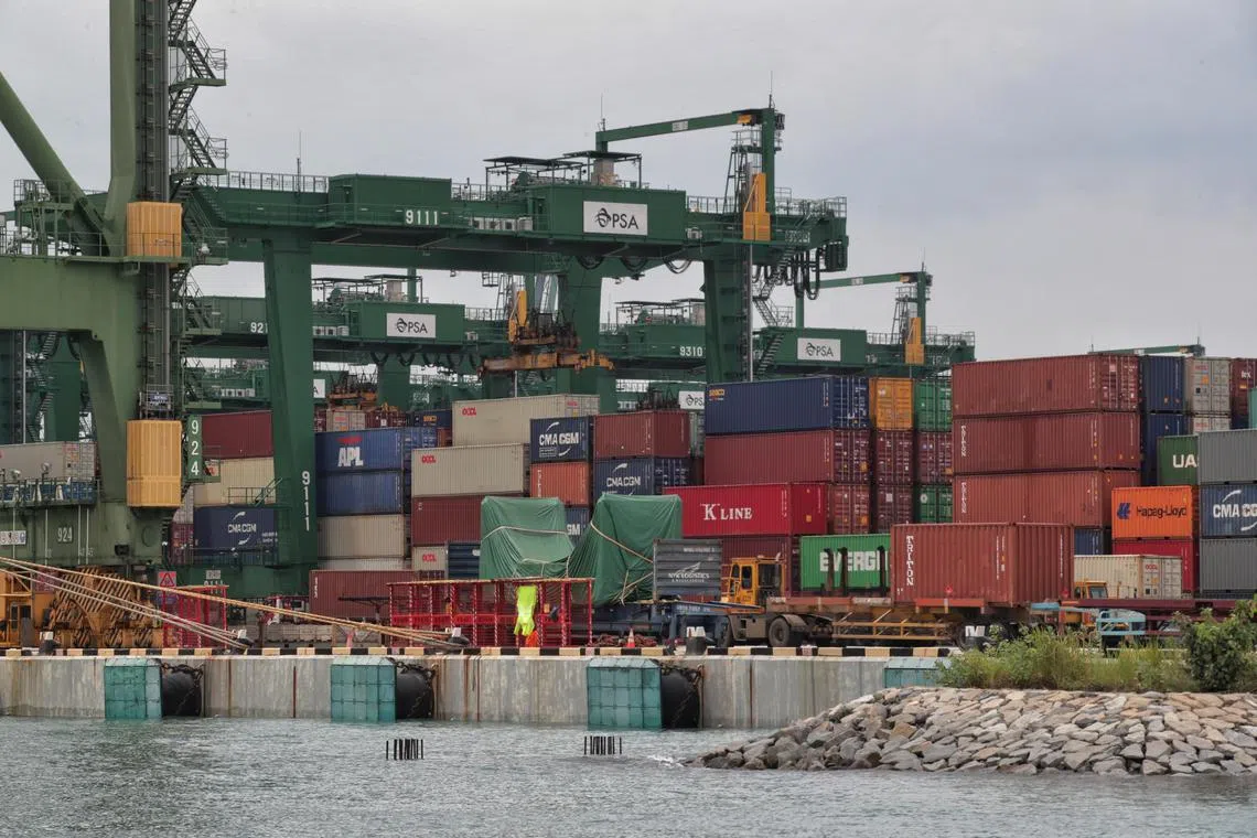 ST20230209_202332856561: Gin Tay / pixgeneric/
Generic photo of general scene at PSA (Singapore) at Pasir Panjang Terminal on Feb 9, 2023.
Can use for stories on economy, shipping, ports, containers terminal, sailing, port hub, cranes, shipping vessels, harbour, transshipment, merchant, cargo ship.