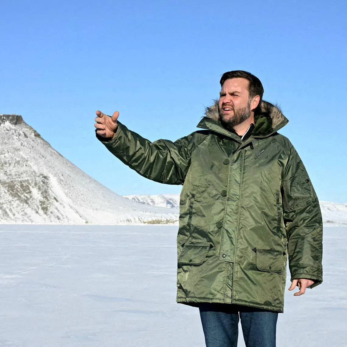 FILE PHOTO: U.S. Vice President JD Vance tours the U.S. military's Pituffik Space Base in Greenland on March 28, 2025.   Jim Watson/Pool via REUTERS/File Photo