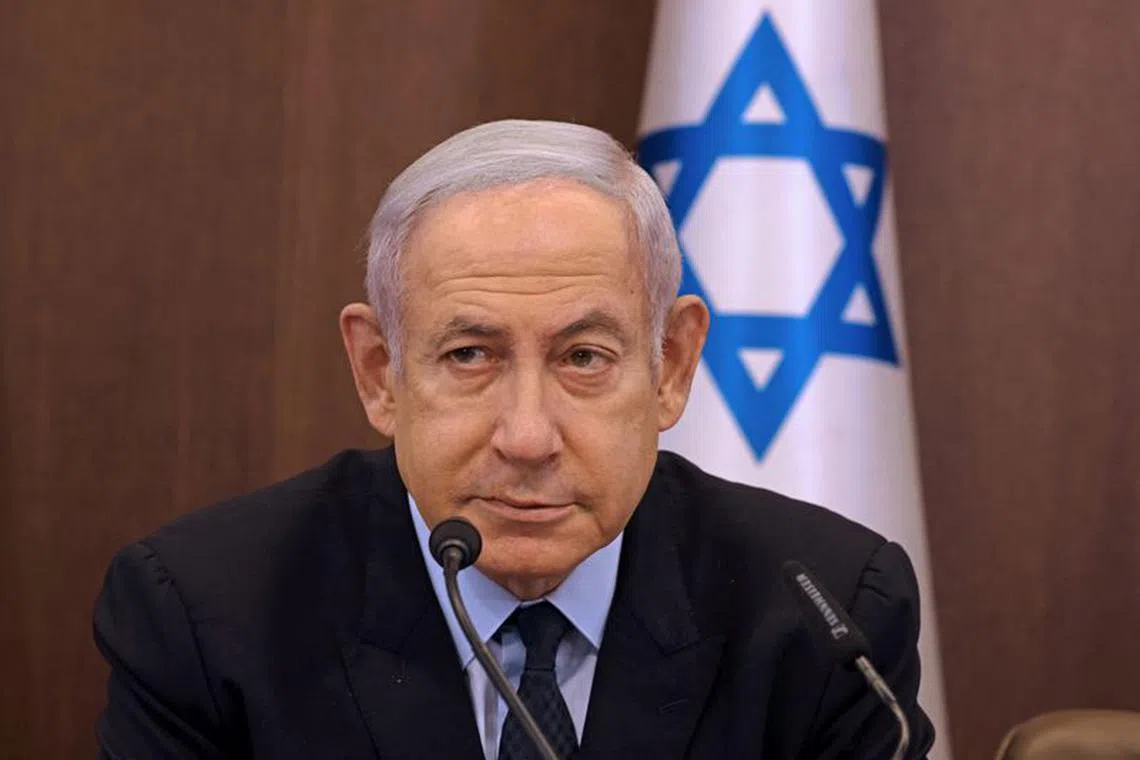 FILE PHOTO-Israeli Prime Minister Benjamin Netanyahu chairs a cabinet meeting in Jerusalem on August 27, 2023. MENAHEM KAHANA/Pool via REUTERS/File Photo