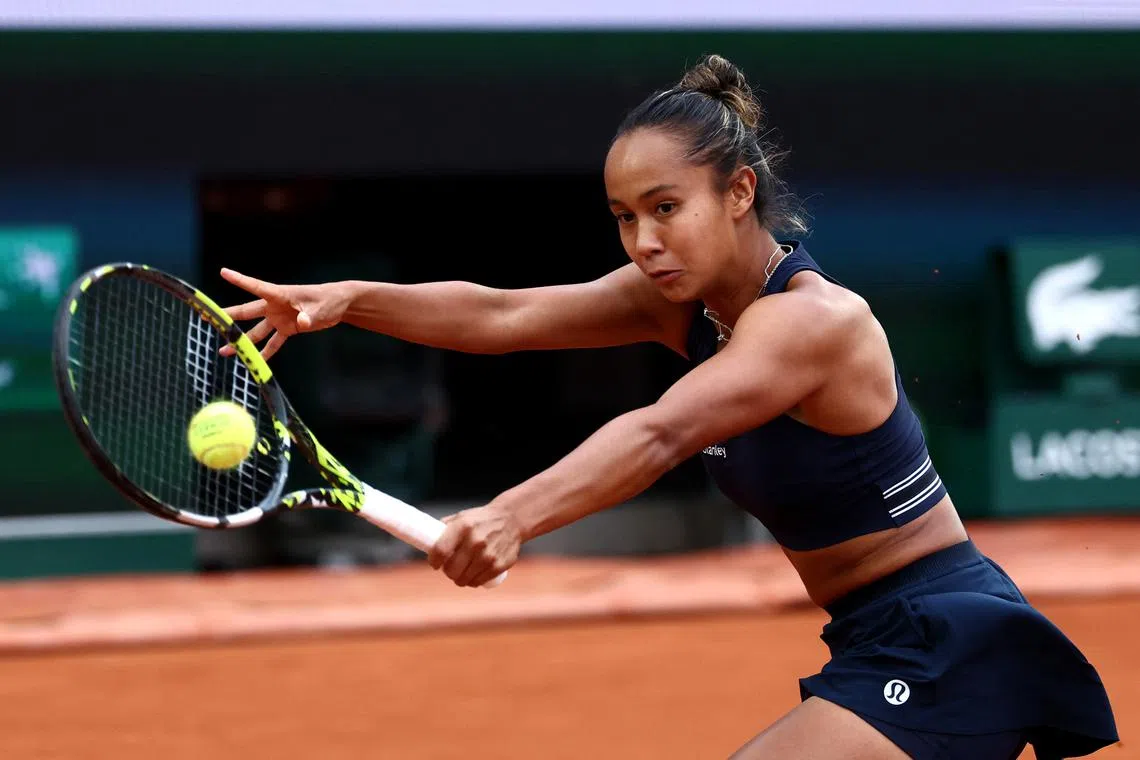 FILE PHOTO: Tennis - French Open - Roland Garros, Paris, France - May 31, 2024 Canada's Leylah Fernandez in action during her third round match against Tunisia's Ons Jabeur REUTERS/Yves Herman/File Photo