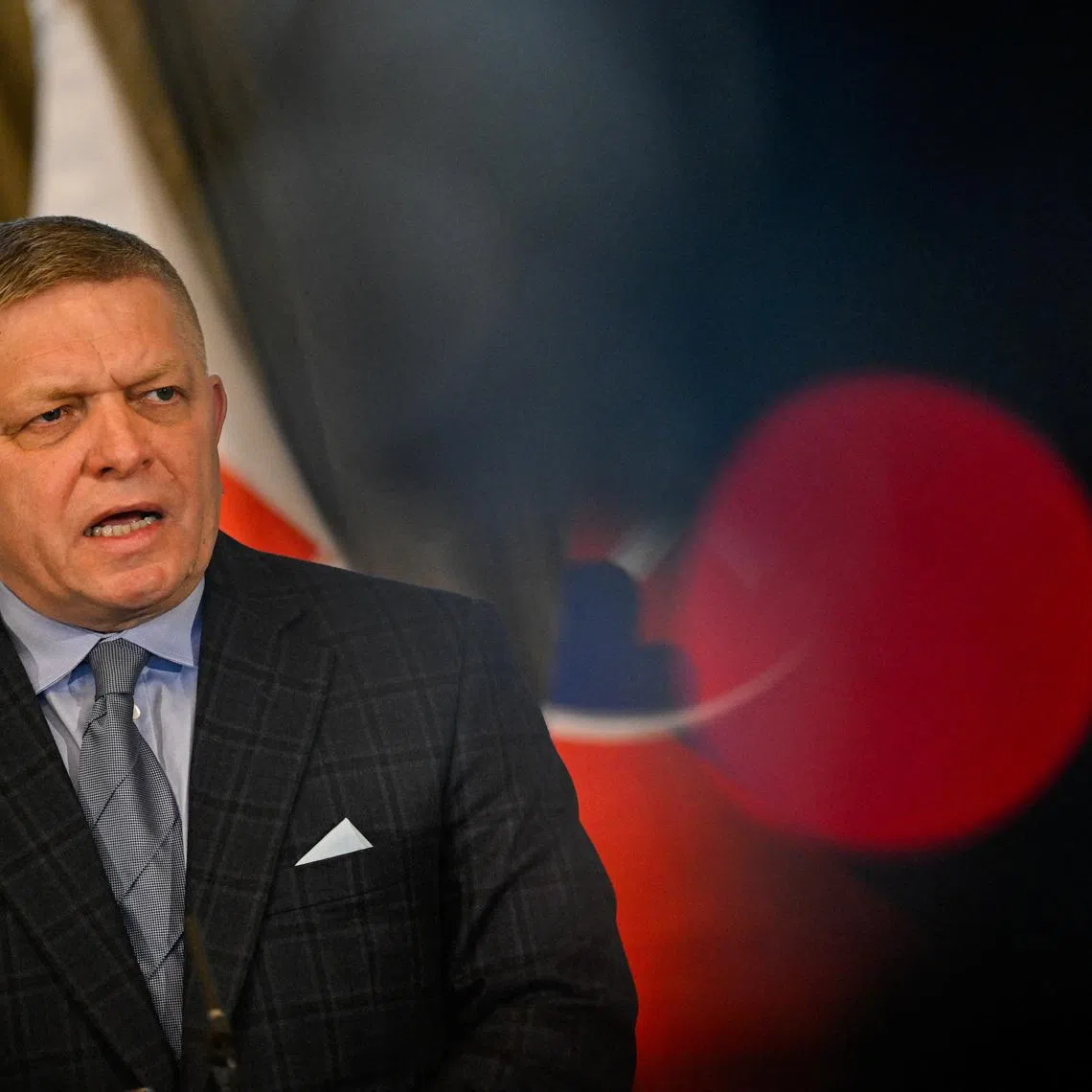 Slovakia's Prime Minister Robert Fico attends a press conference with Czech Prime Minister Andrej Babis (not pictured), in Bratislava, Slovakia, January 8, 2026. REUTERS/Radovan Stoklasa