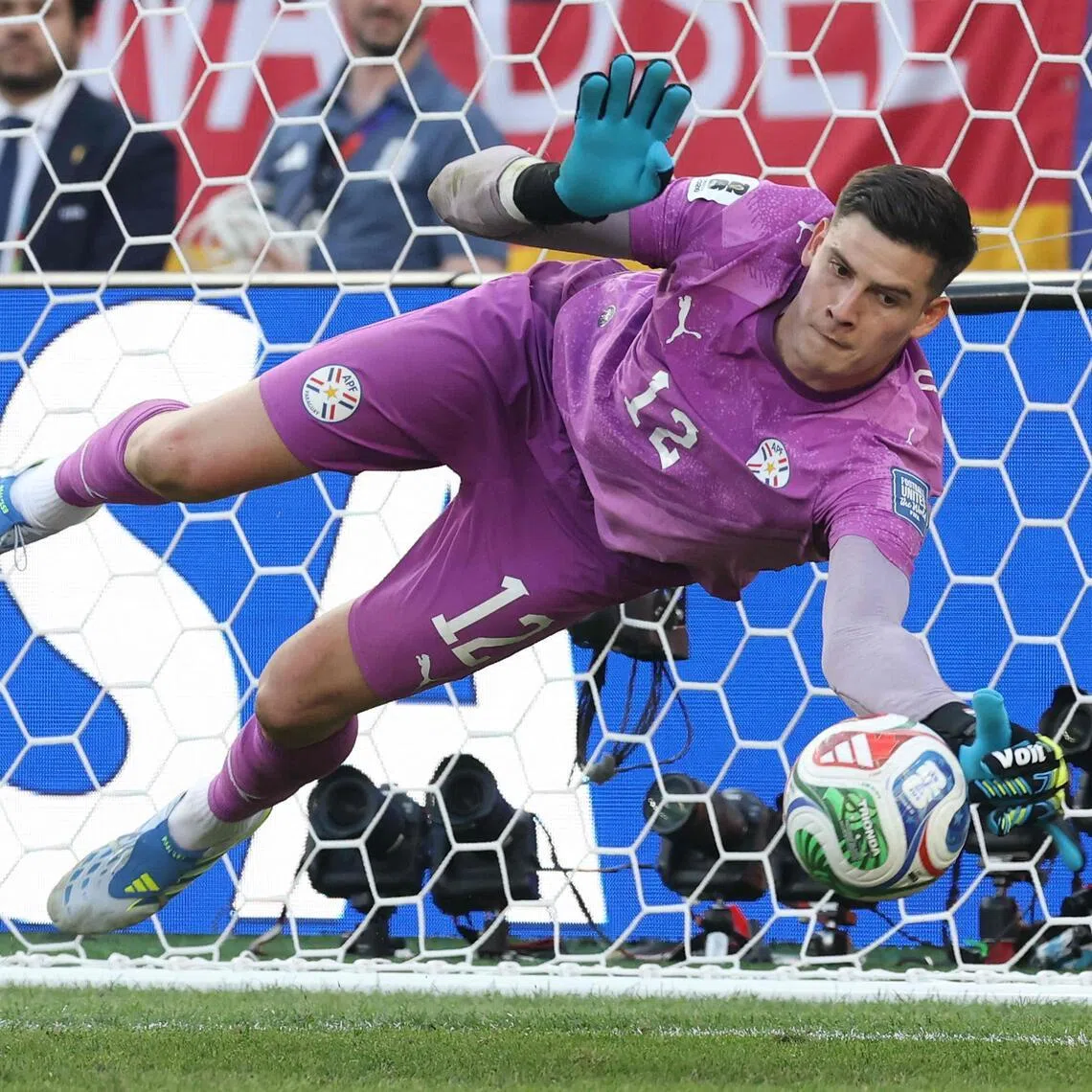 Paraguay goalkeeper Orlando Gill pulled off two saves as the Germans missed twice during the penalty shoot-out in their World Cup last-32 match.
