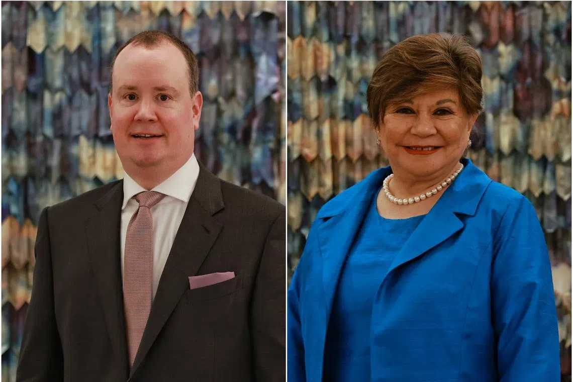 Dr Lorenz-Meyer (left) and Madam Luzmila Zanabria are among 27 HCGs who are attending the 9th Meeting of Singapore HCGs this week. 