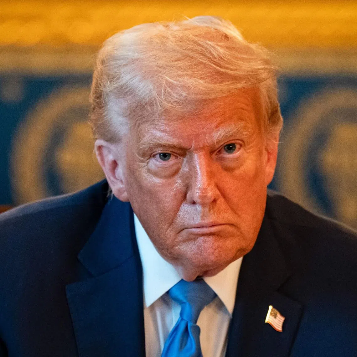 US President Donald Trump during a dinner with Israeli Prime Minister Benjamin Netanyahu, not pictured, in the Blue Room of the White House in Washington, DC, US, on Monday, July 7, 2025. 