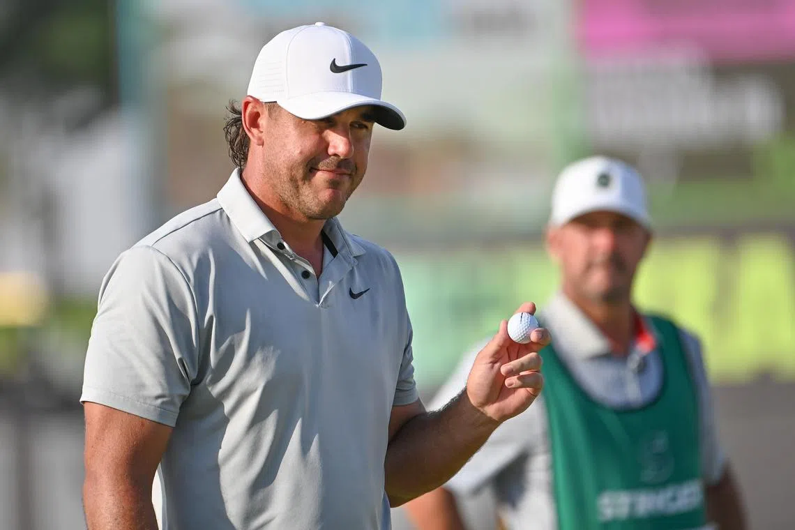 Brooks Koepka raced to a three-shot lead on Saturday going into the final round.