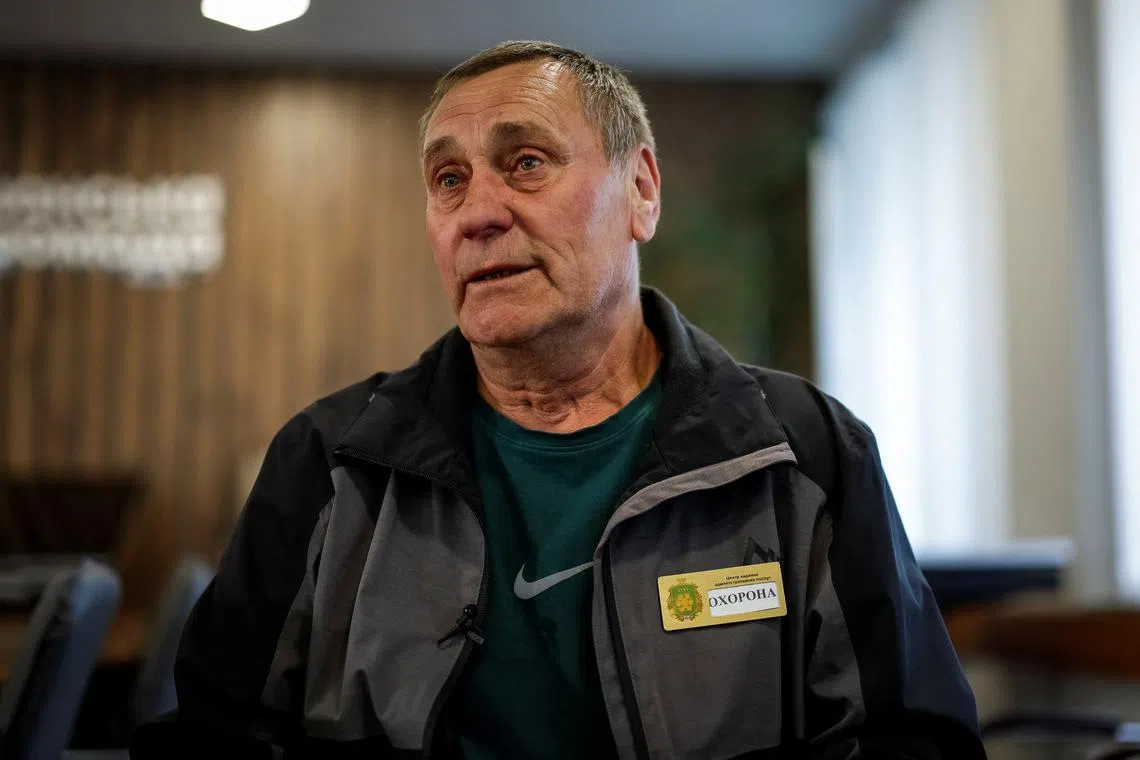 Volodymyr Umanets, 69, father of Ukrainian serviceman Sirhii, 49, who was declared missing in action in Dnipropetrovsk region, speaks during an interview with Reuters, amid Russia's attack on Ukraine, in the town of Bucha, Kyiv region, Ukraine, June 12, 2025. REUTERS/Alina Smutko