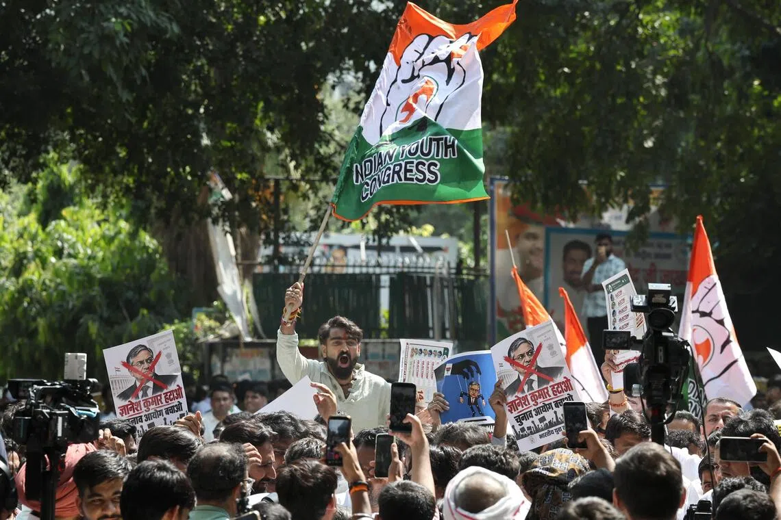 India’s main opposition Congress party takes to streets seeking election chief’s exit