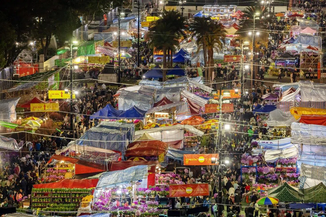 Visitors at the Lunar New Year fair at Victoria Park in Hong Kong, Hong Kong on Feb. 8, 2024. 