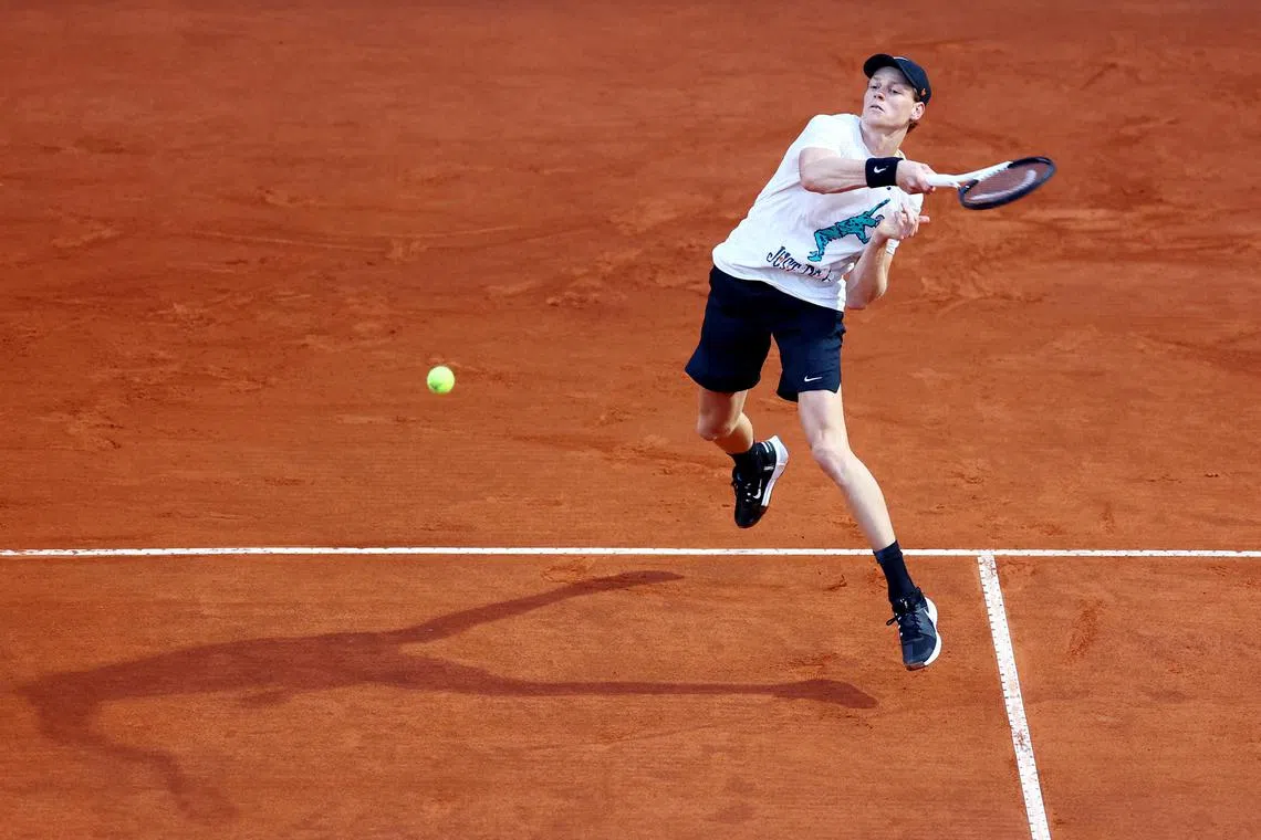 Italy's Jannik Sinner during training before the Rome Open.