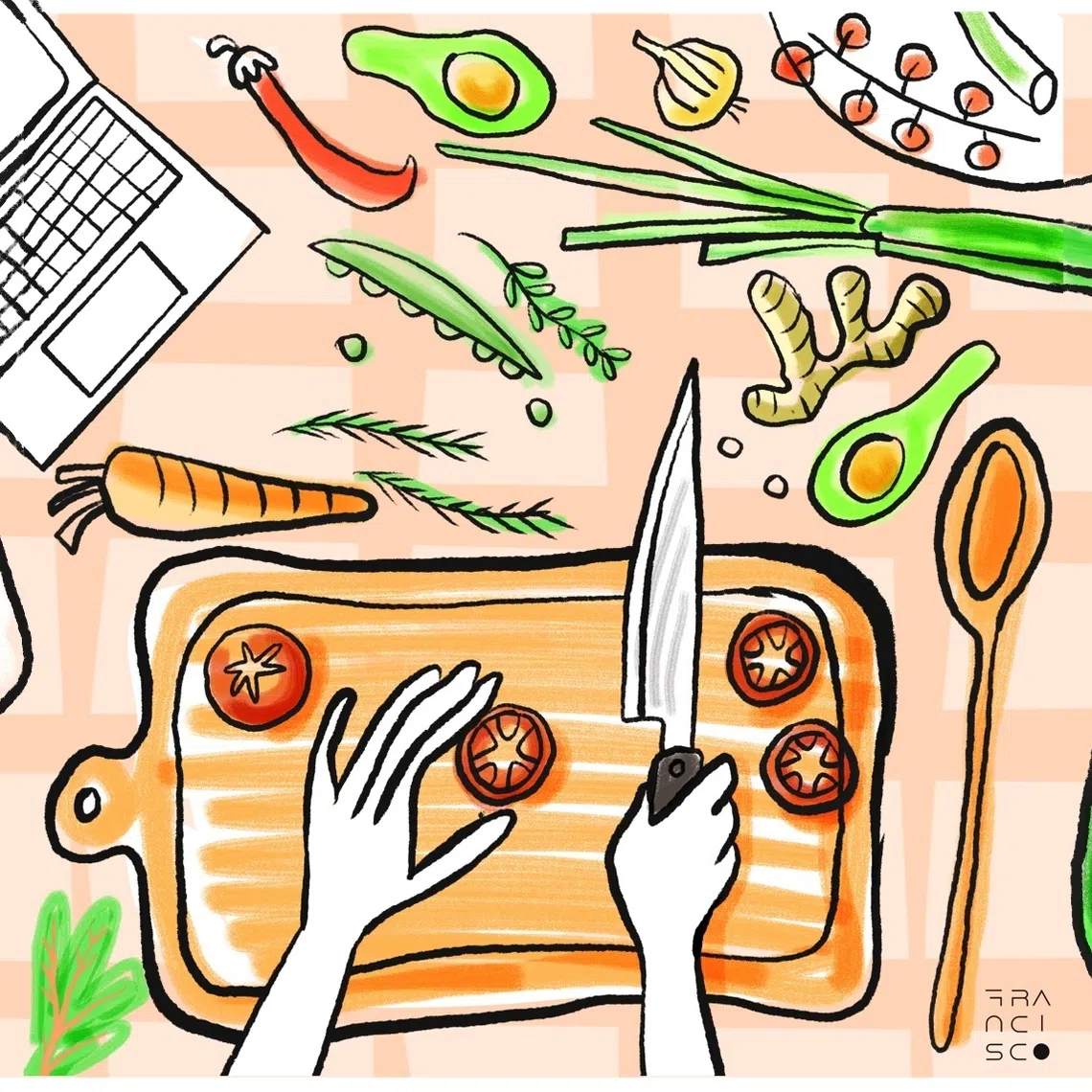 One new activity taking up the writer's time these days is cooking, and she is discovering, to her delight, that she enjoys mucking about in the kitchen.